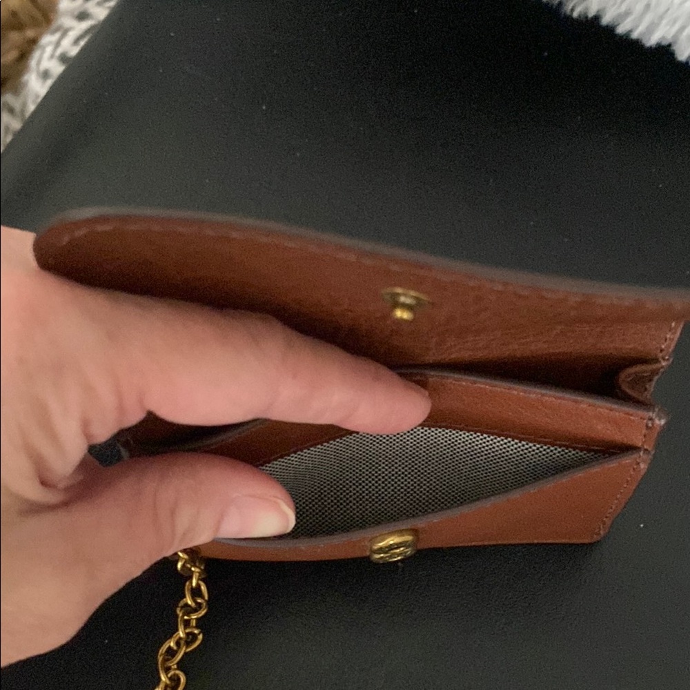 Fossil Brown Leather Key Card Wallet with Chain - Picture 4 of 5